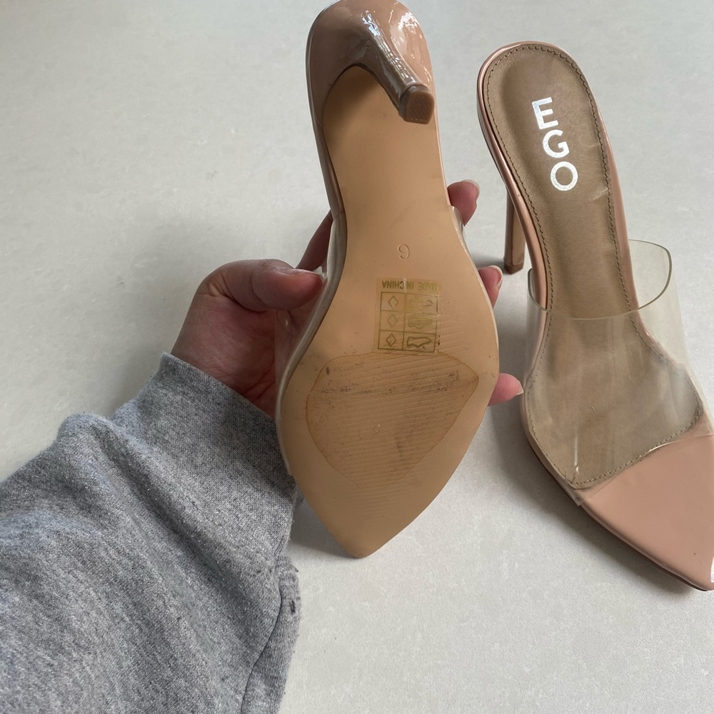 EGO Peep Toe Mule in Nude Patent - Picture 4 of 6